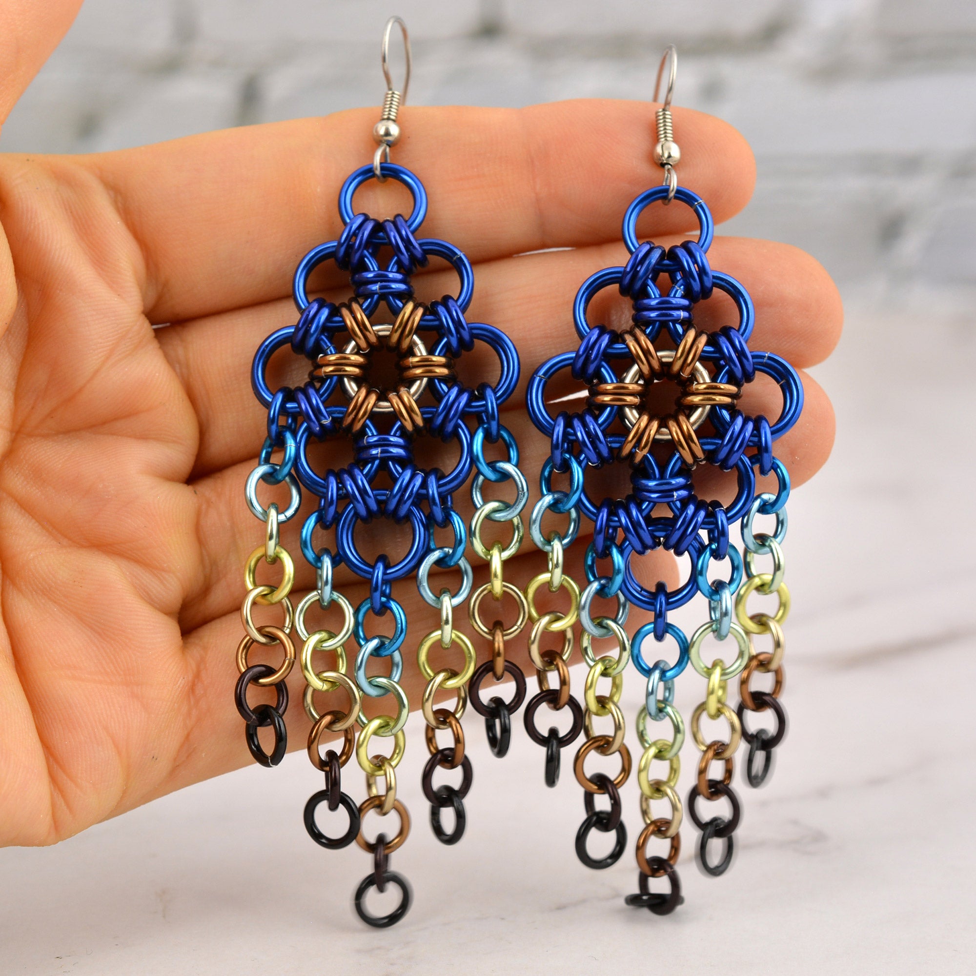 SALE: Chandelier Earrings - Rustic Blue