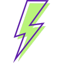 Icon of green lightning bolt with purple outline
