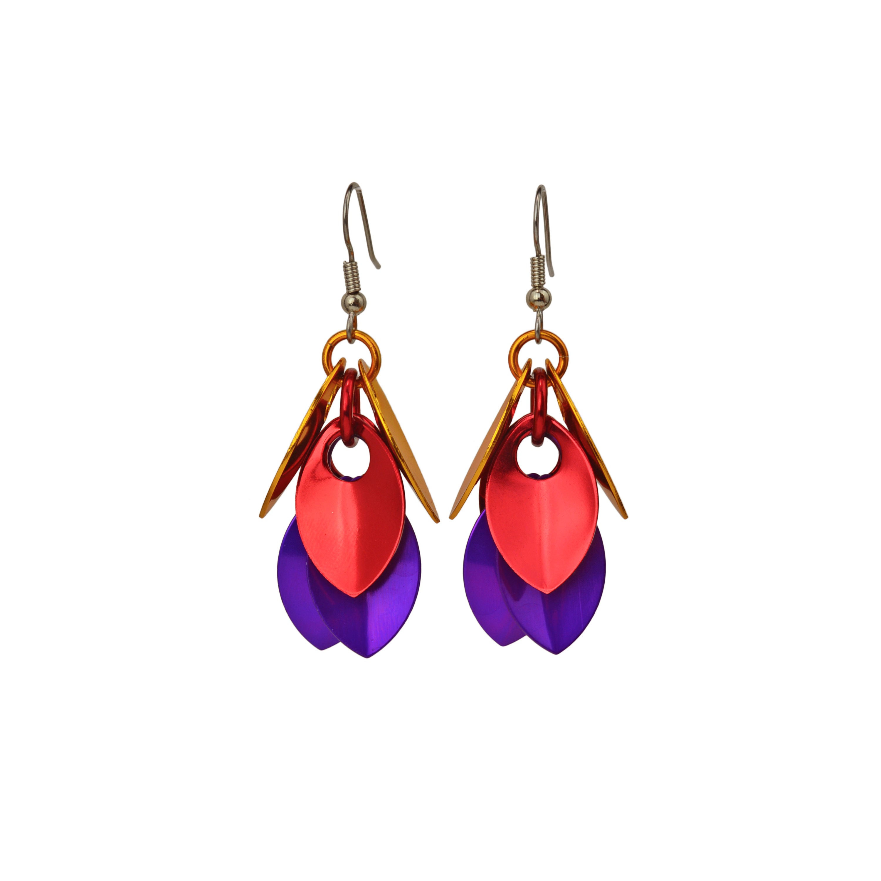 Cascading Leaves Short Earrings - Sunset