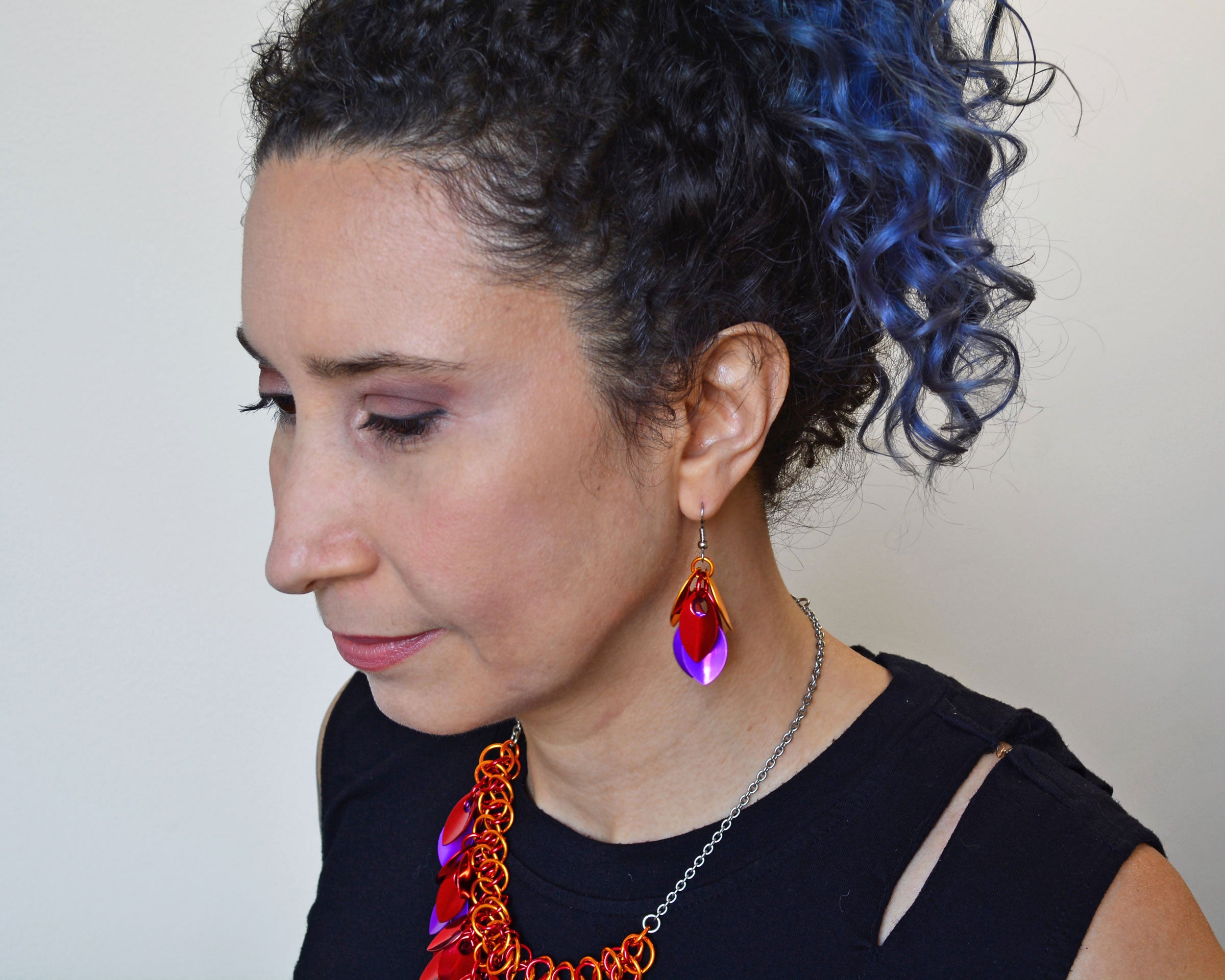 Cascading Leaves Short Earrings - Sunset