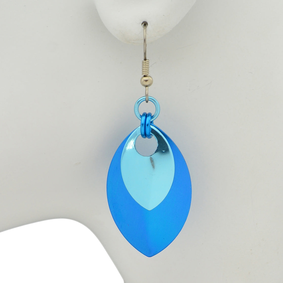 Double Leaf Earrings - Azure & Light Blue