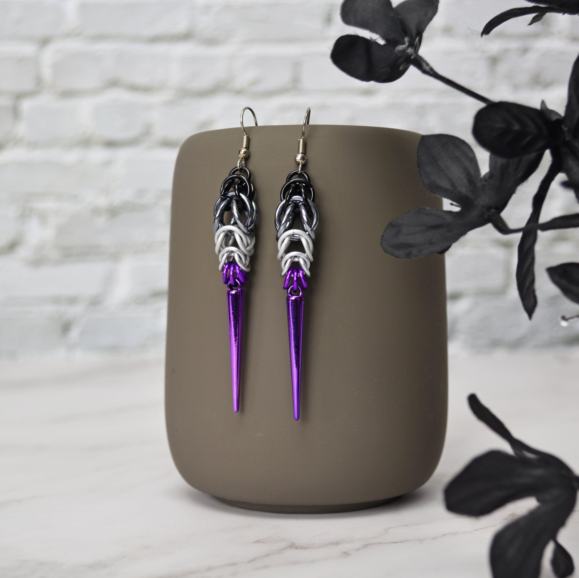 Asexual Pride - Spike Earrings