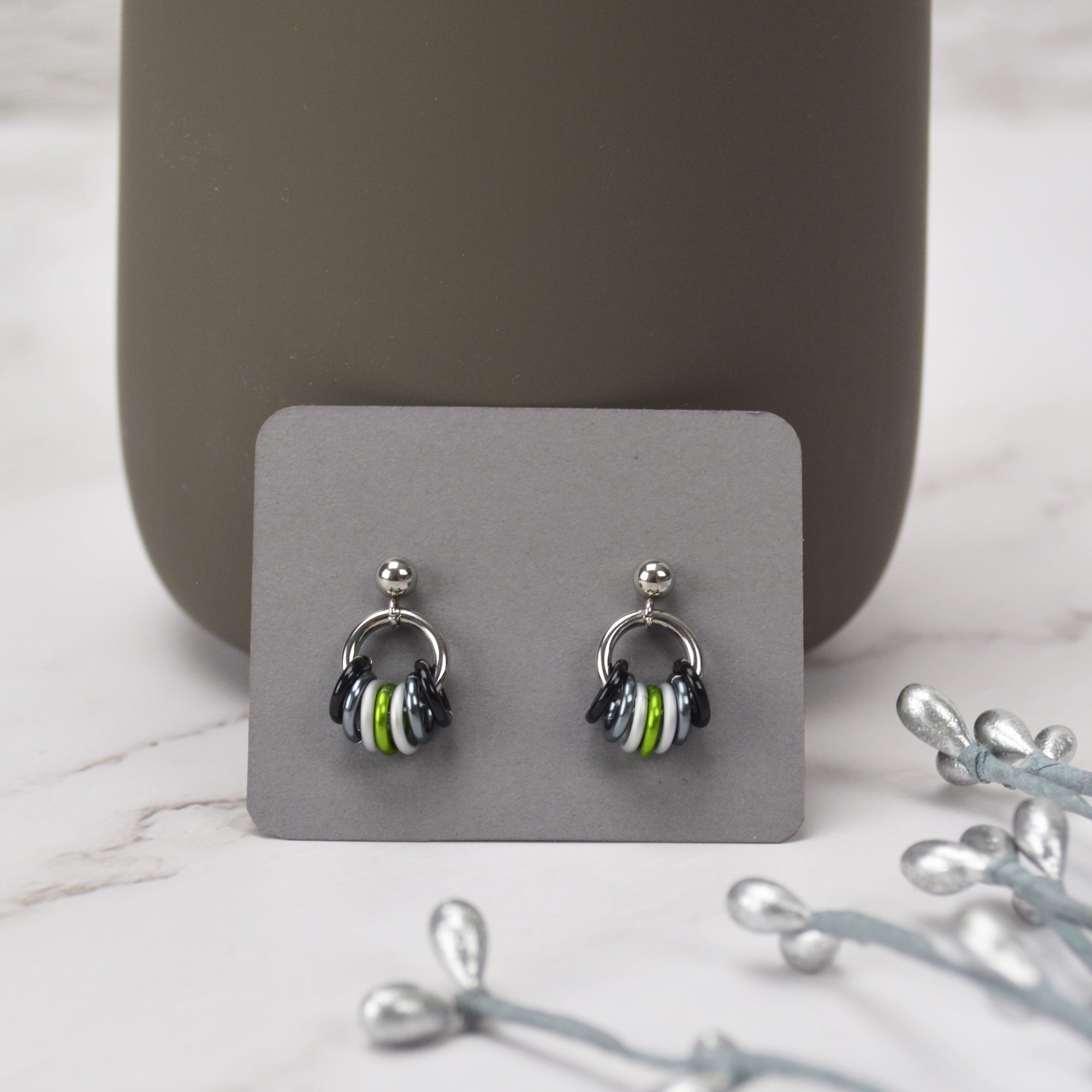 Agender Pride - Tiny Flag Earring Studs