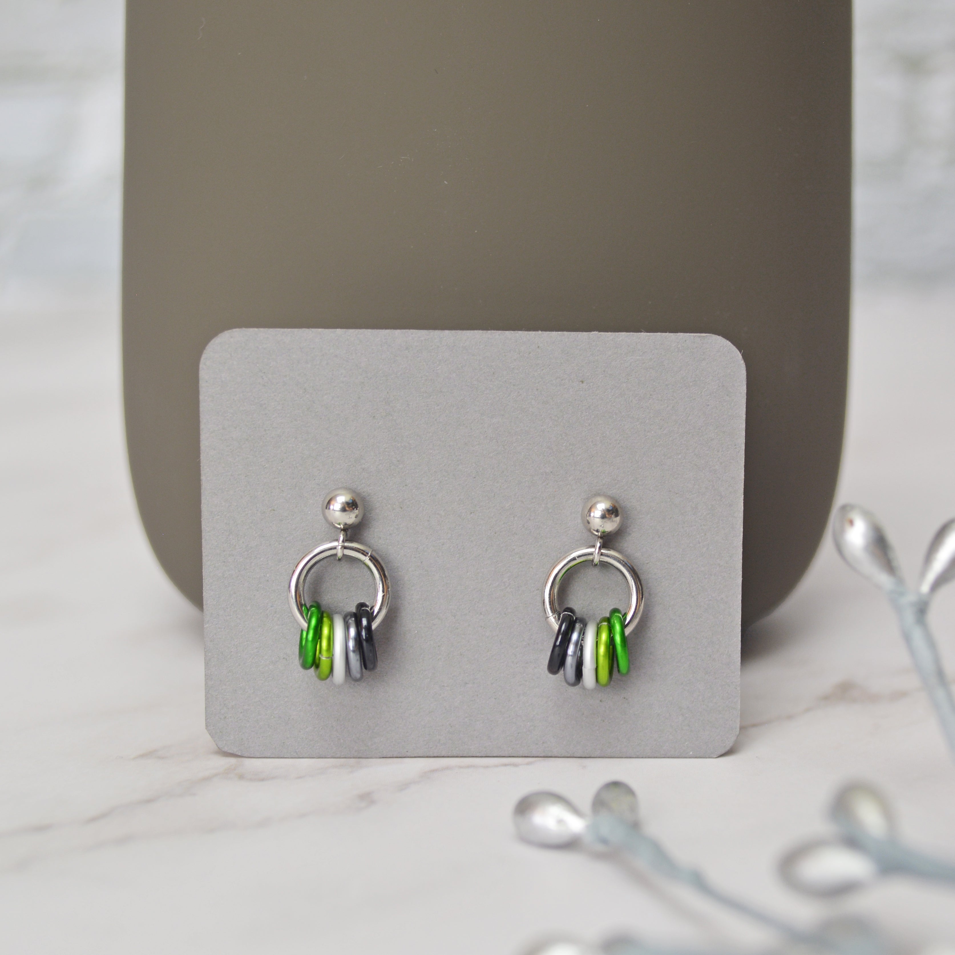 Aromantic Pride - Tiny Flag Earring Studs