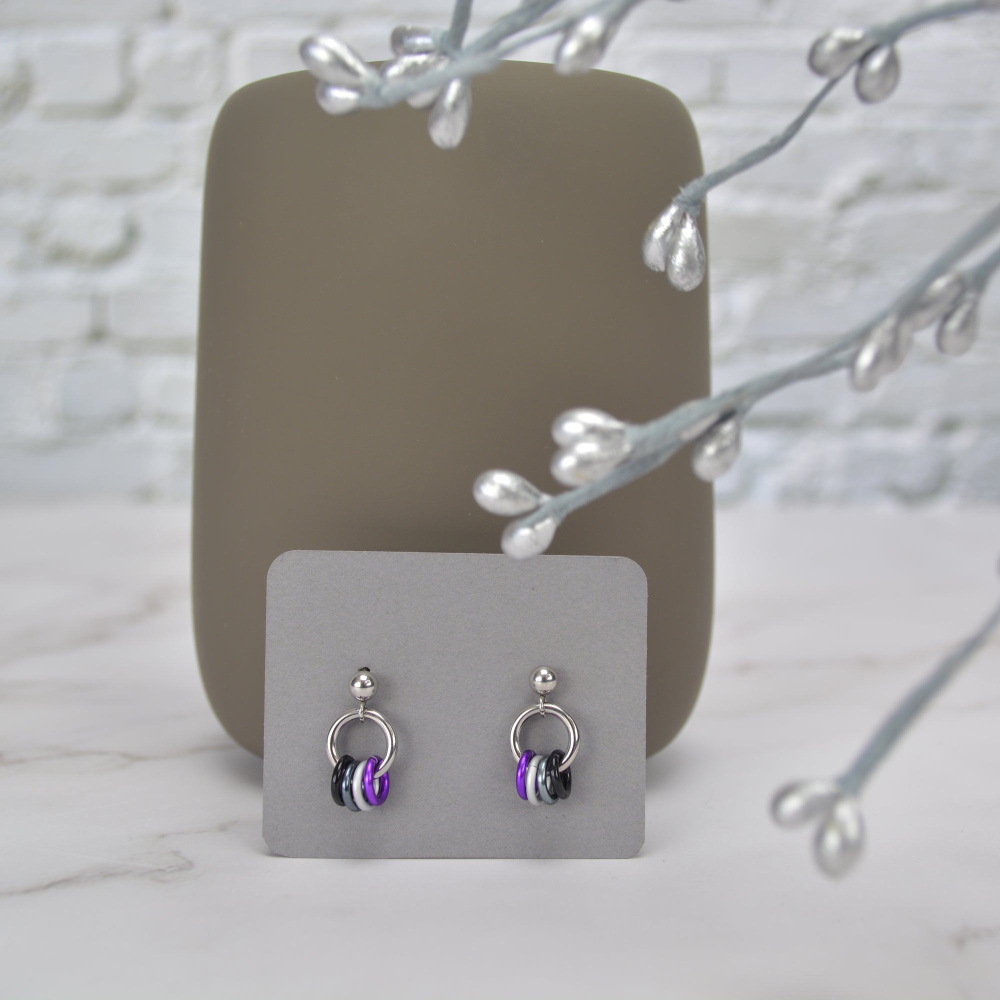 Asexual Pride - Tiny Flag Earring Studs
