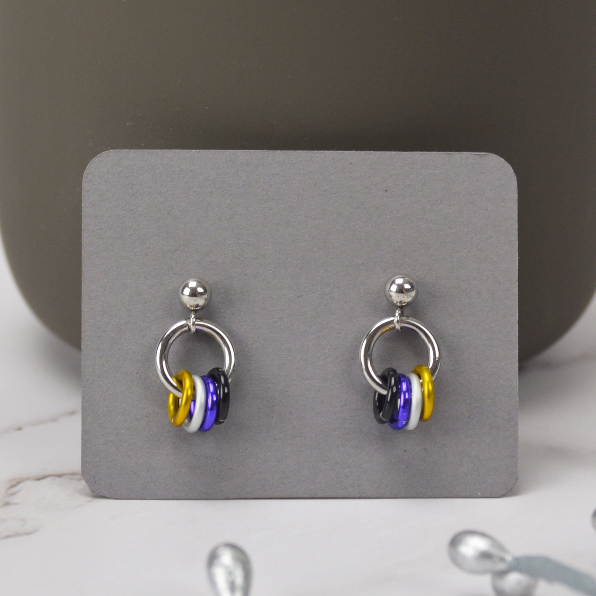 Nonbinary Pride - Tiny Flag Earring Studs