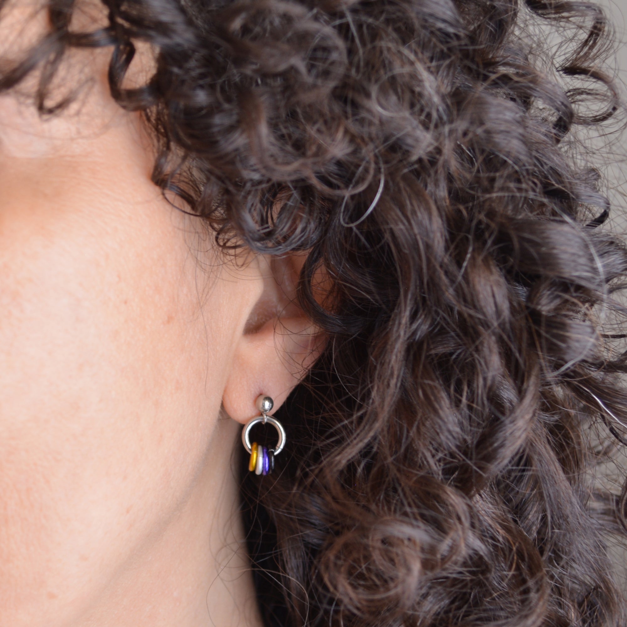 Nonbinary Pride - Tiny Flag Earring Studs