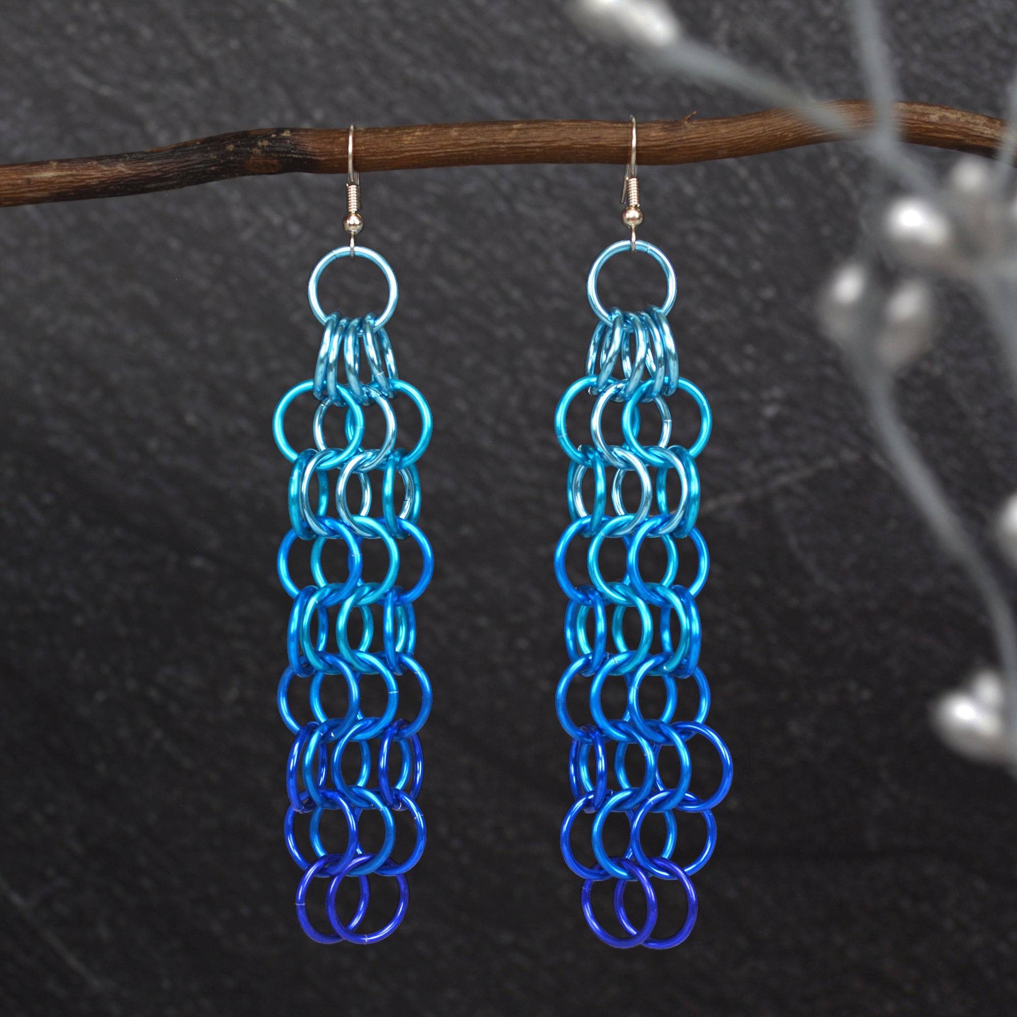 Long Mesh Earrings - Chicago Blues