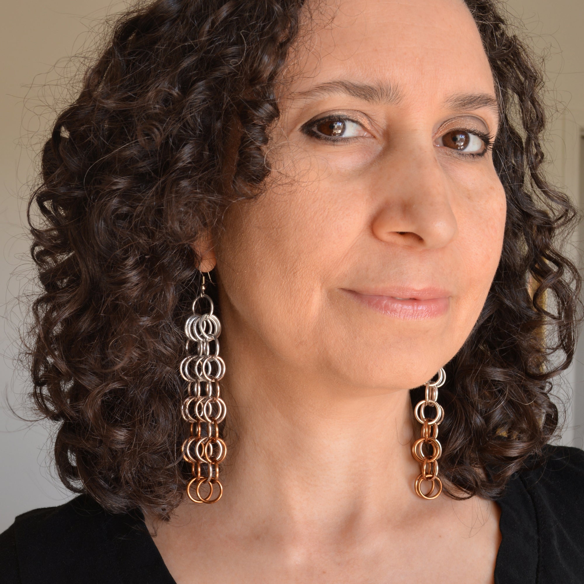 Long Mesh Earrings - Granite