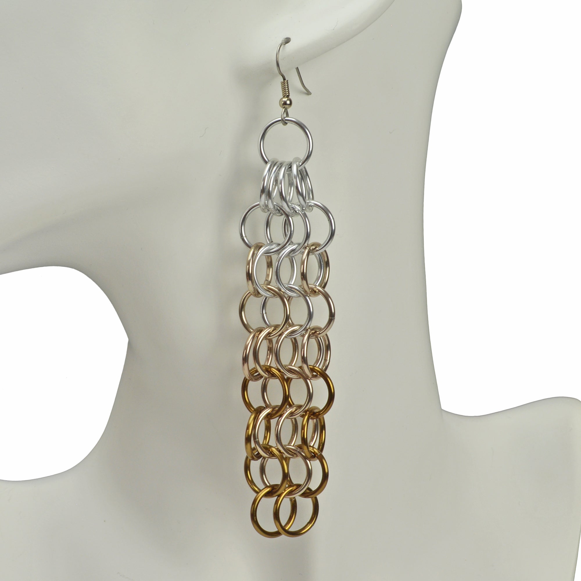 Long Mesh Earrings - Granite