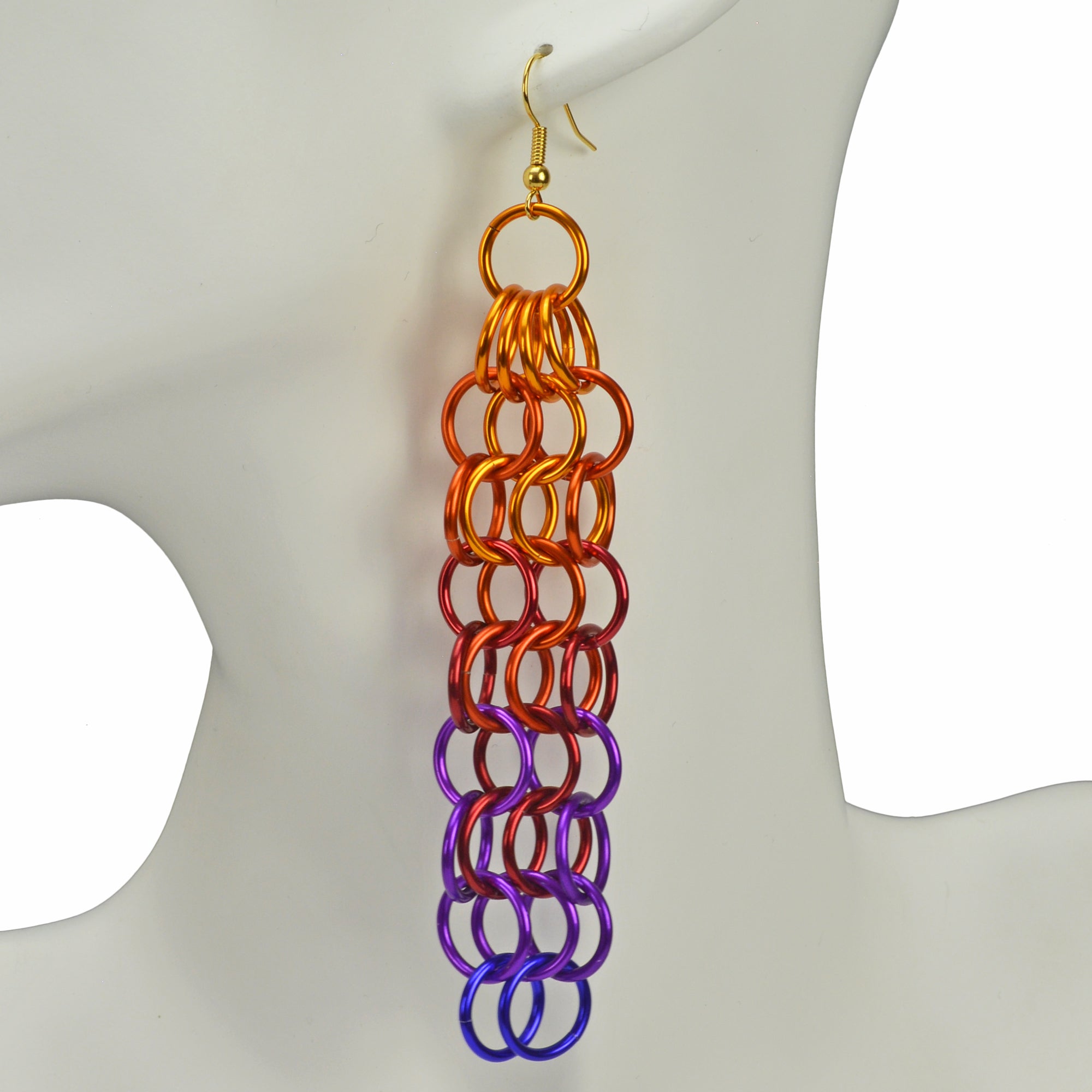 Long Mesh Earrings - Sunset