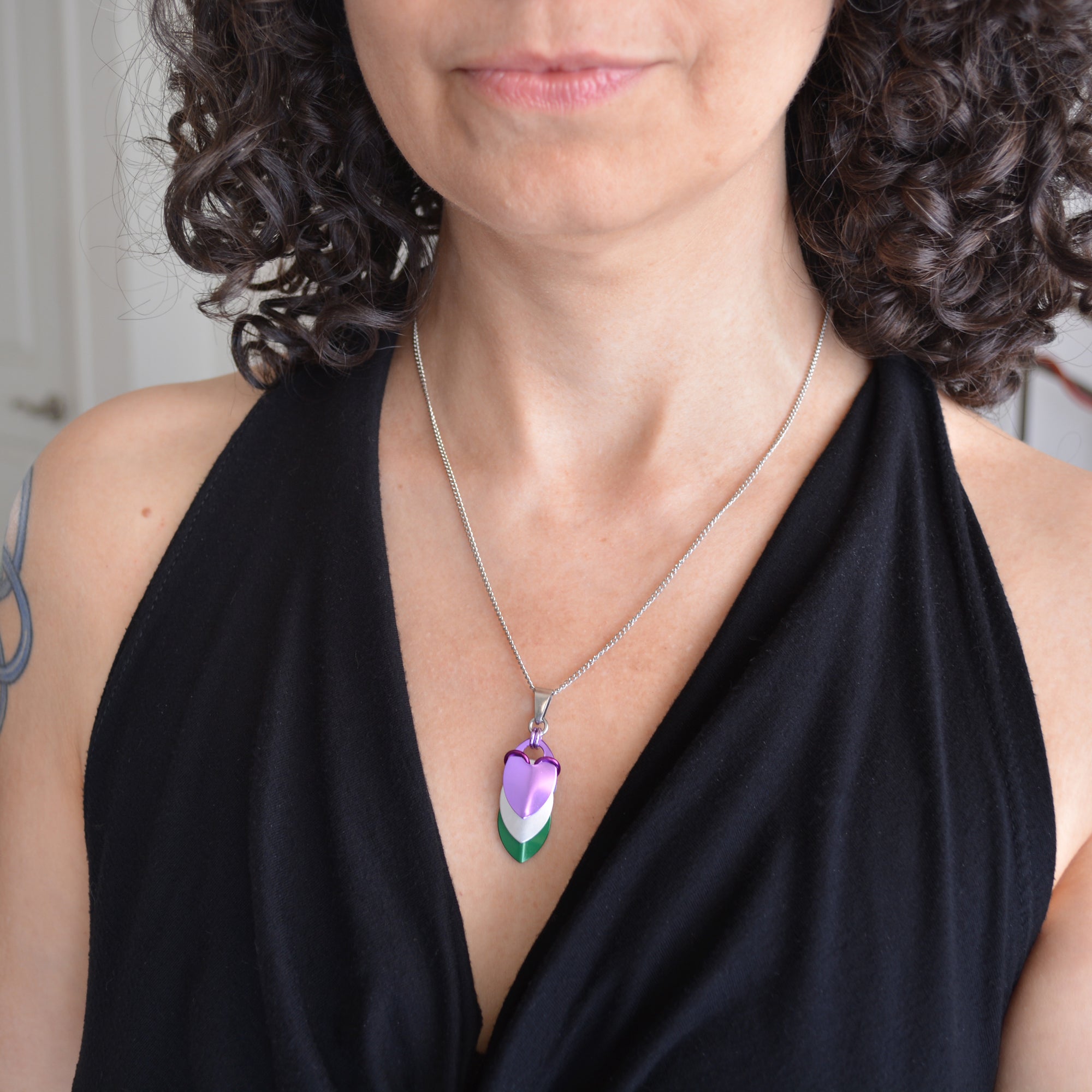 Genderqueer Pride - Chevron Short Pendant