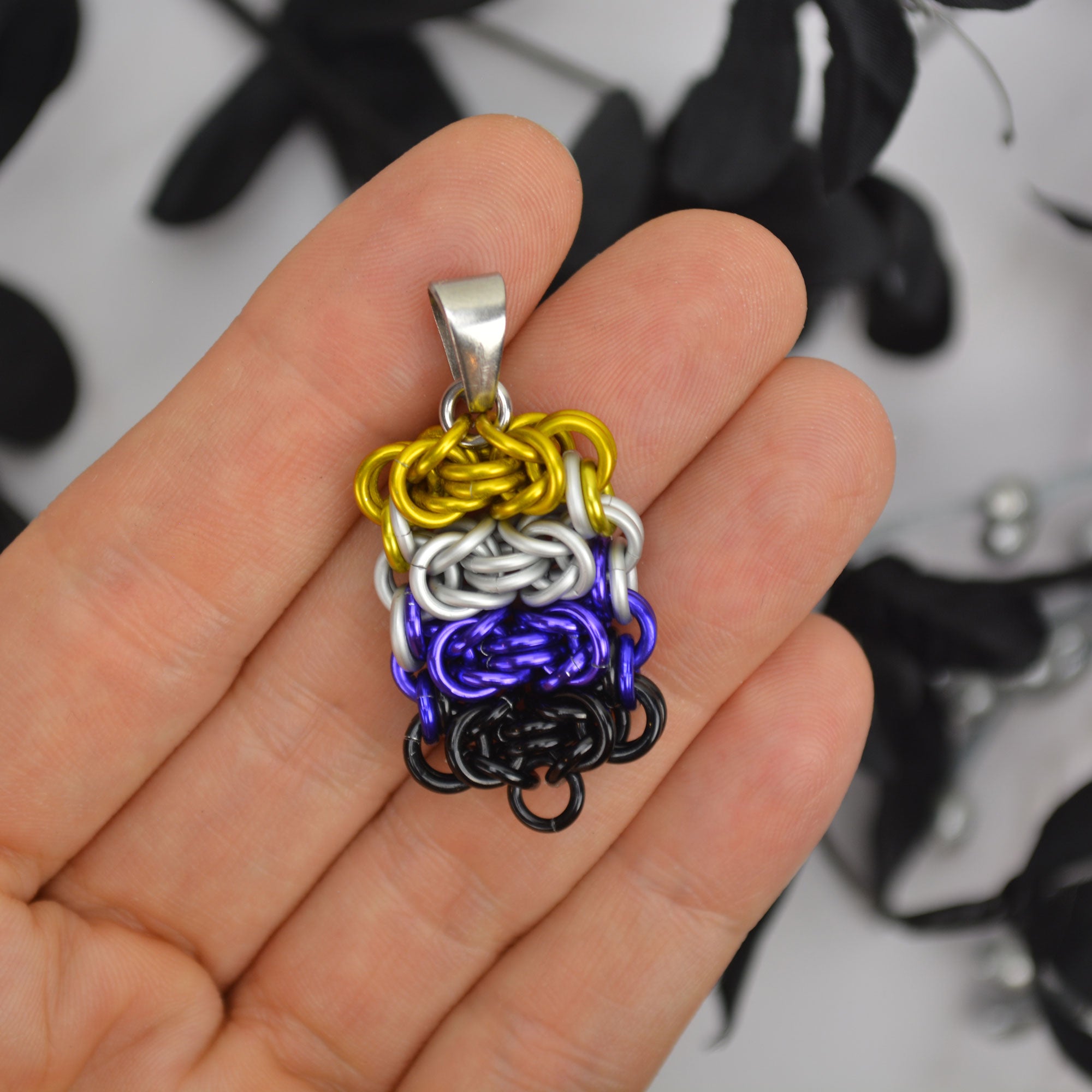 Nonbinary Pride - Rectangle Pendant