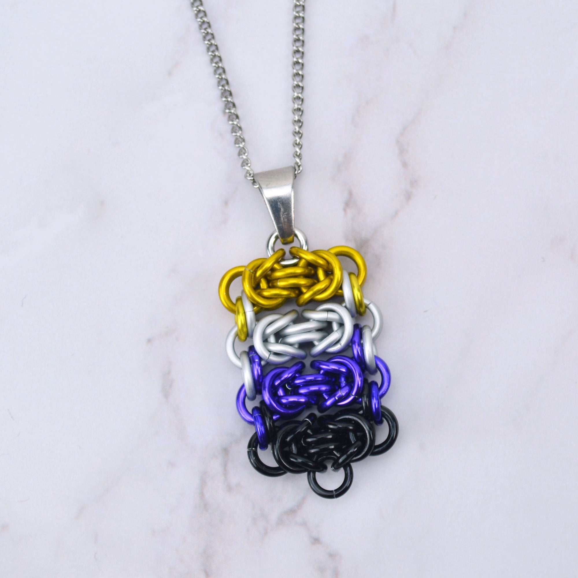 Nonbinary Pride - Rectangle Pendant