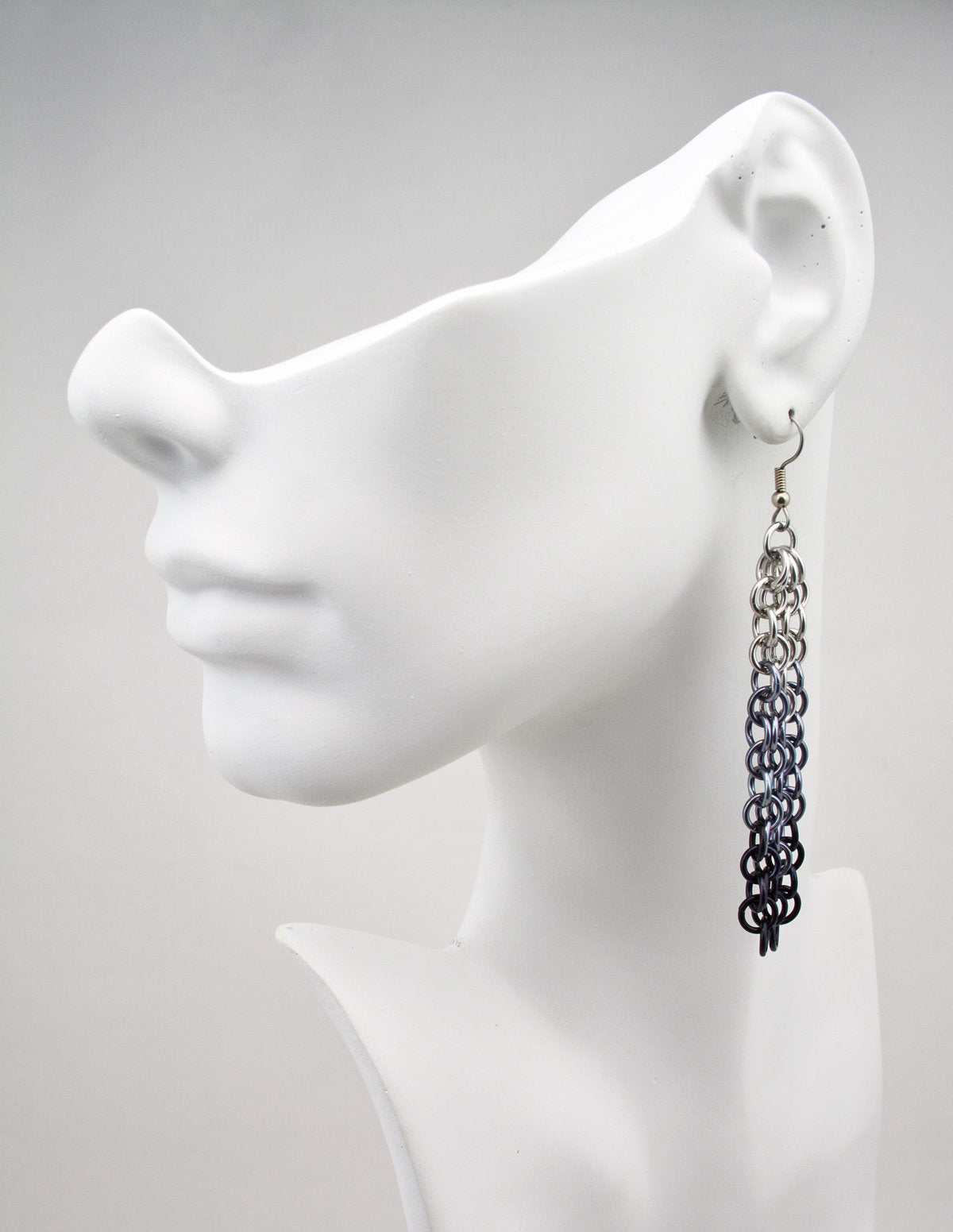 Small Link Waterfall Earrings - Industrial Ombre