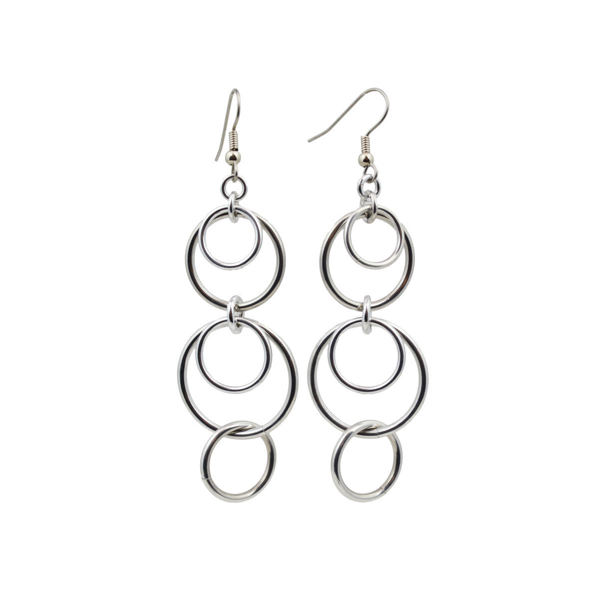 Very Long Double Scallop Hoop Earrings - Lightweight Aluminum