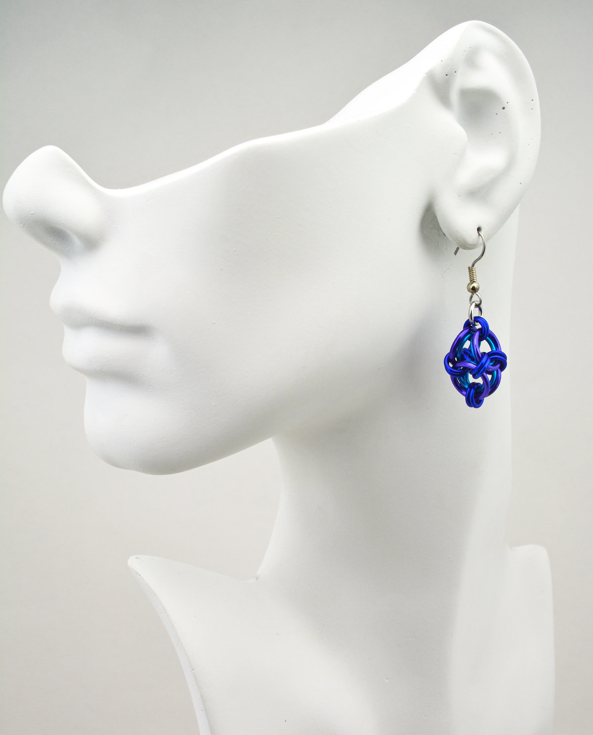 RESERVED: Polyhedron Earrings - Water with Black Spike