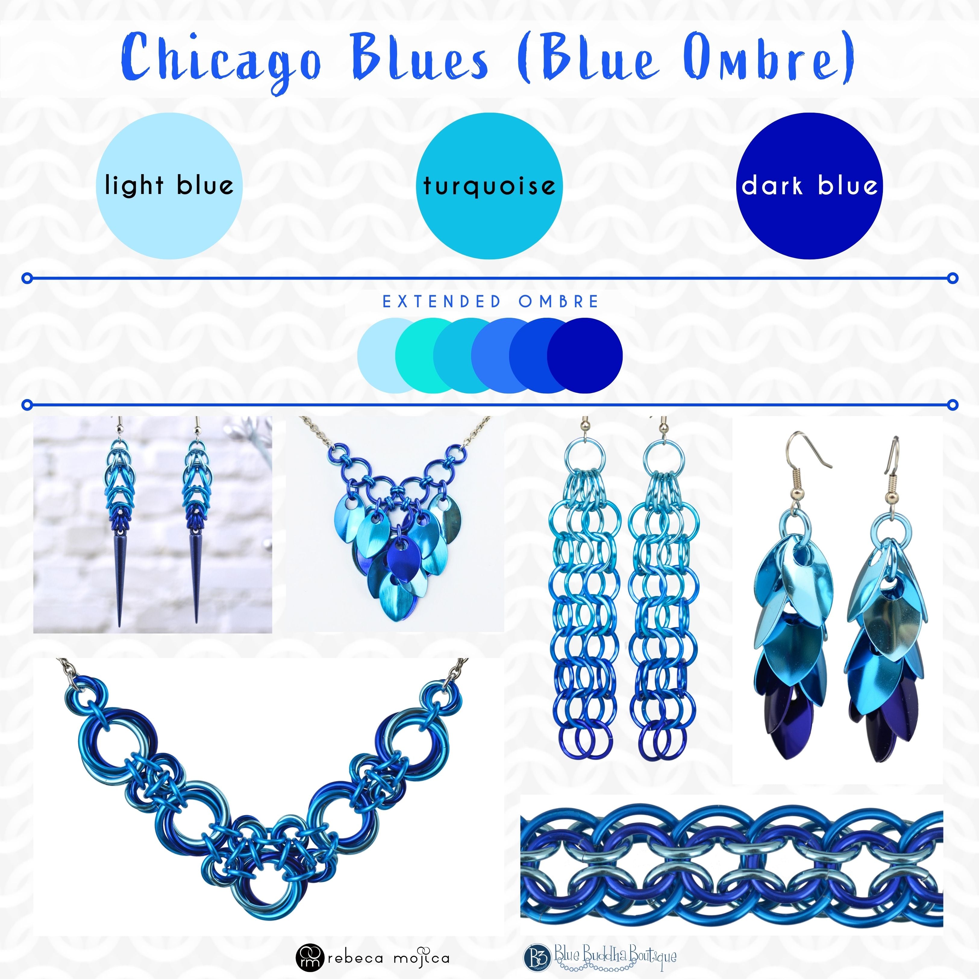Spike Earrings - Blue Ombre (Chicago Blues Colorway)