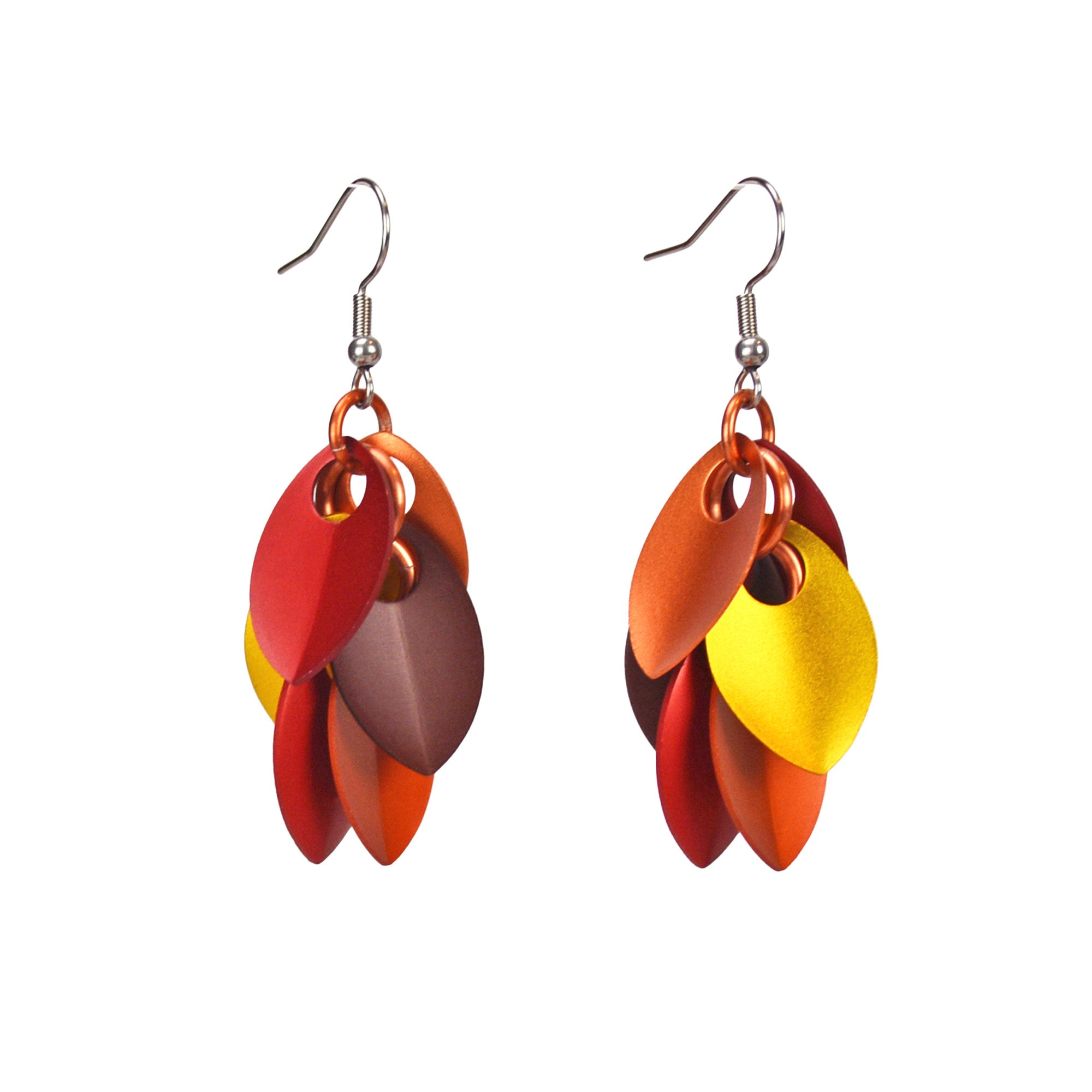 Cascading Leaves Short Earrings - Autumn