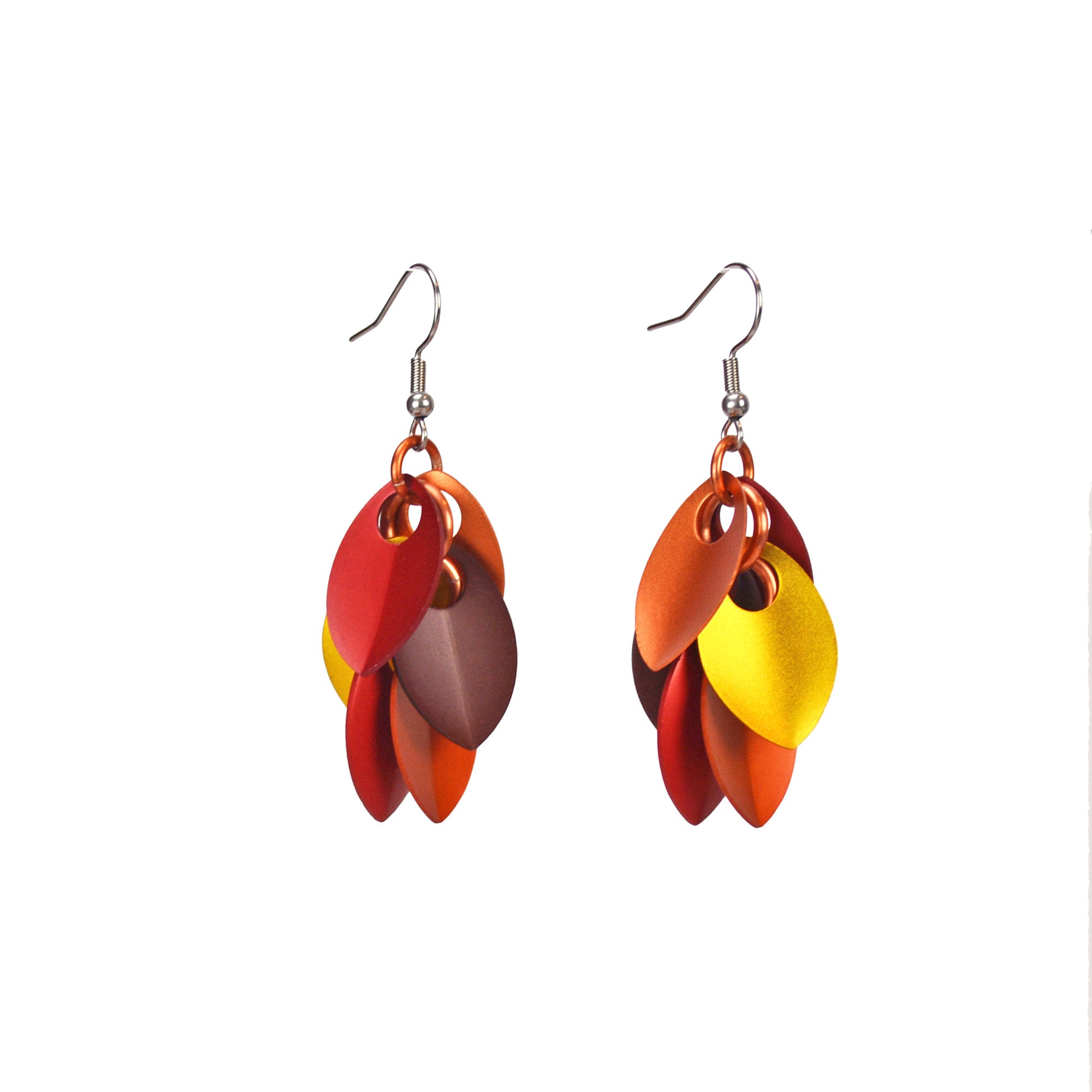 Cascading Leaves Short Earrings - Autumn
