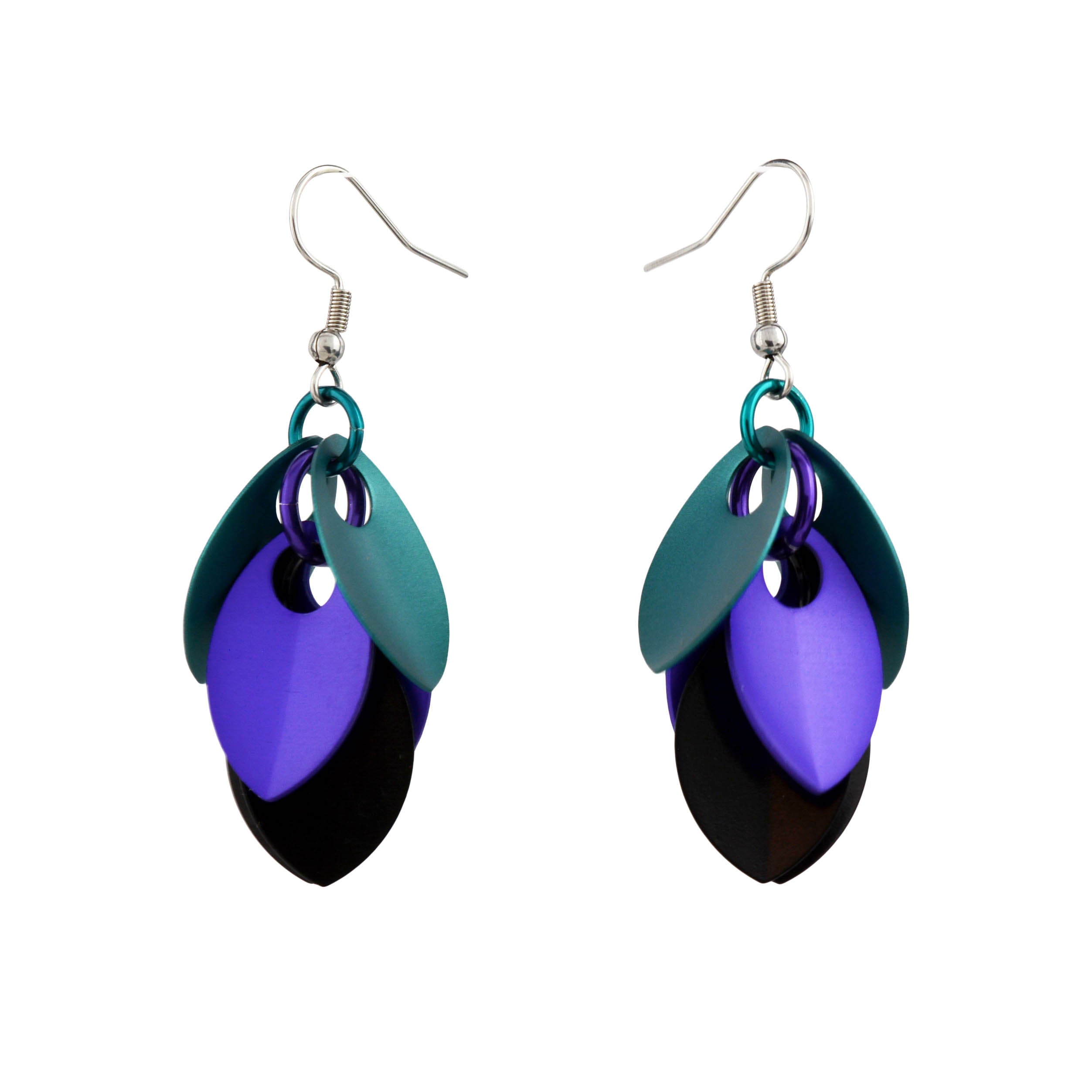 Cascading Leaves Short Earrings - Dark Mermaid