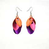 Cascading Leaves Short Earrings - Pink Sunrise