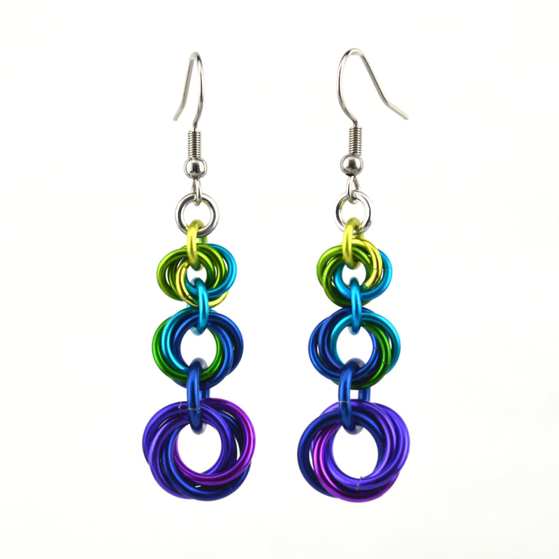 Knotted Graduated Earrings - Peacock