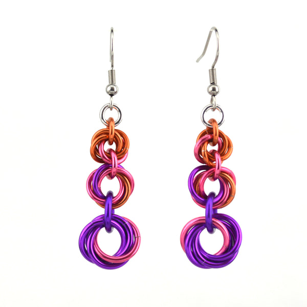 Knotted Graduated Earrings - Pink Sunrise