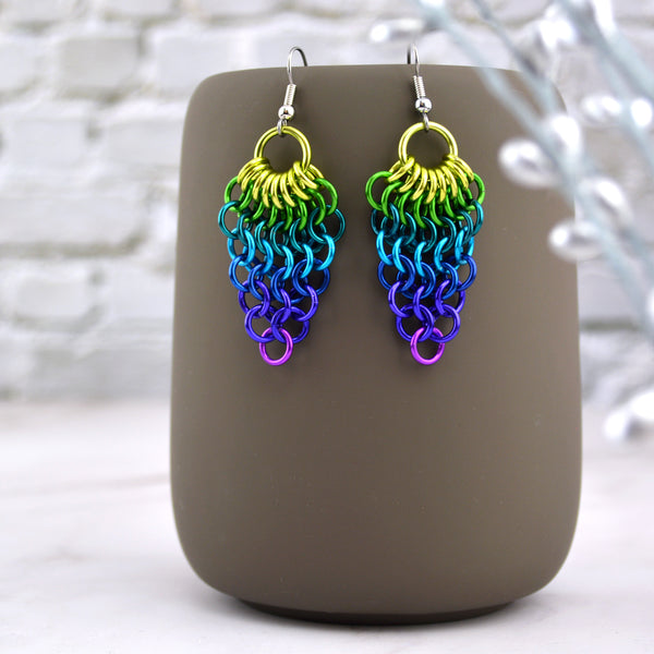 Cluster Earrings - Peacock