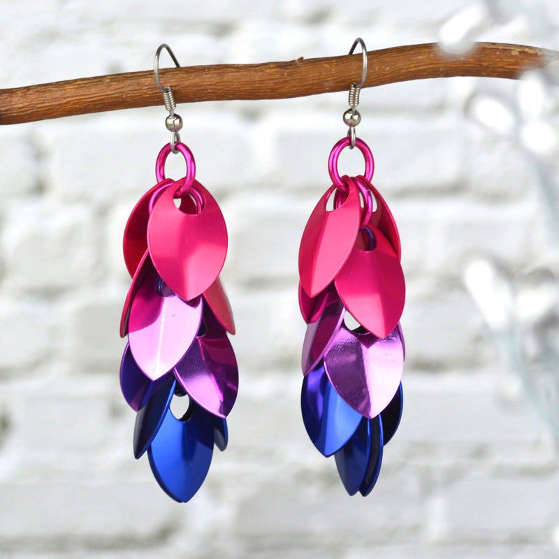 Bisexual Pride - Long Feathered Earrings