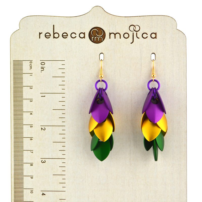 Mardi Gras Long Feathered Earrings