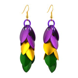 Mardi Gras Long Feathered Earrings