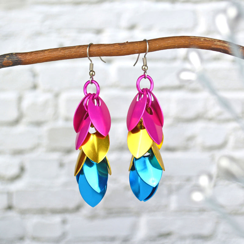 Pansexual Pride - Long Feathered Earrings