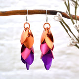 Long Feathered Earrings - Pink Sunrise