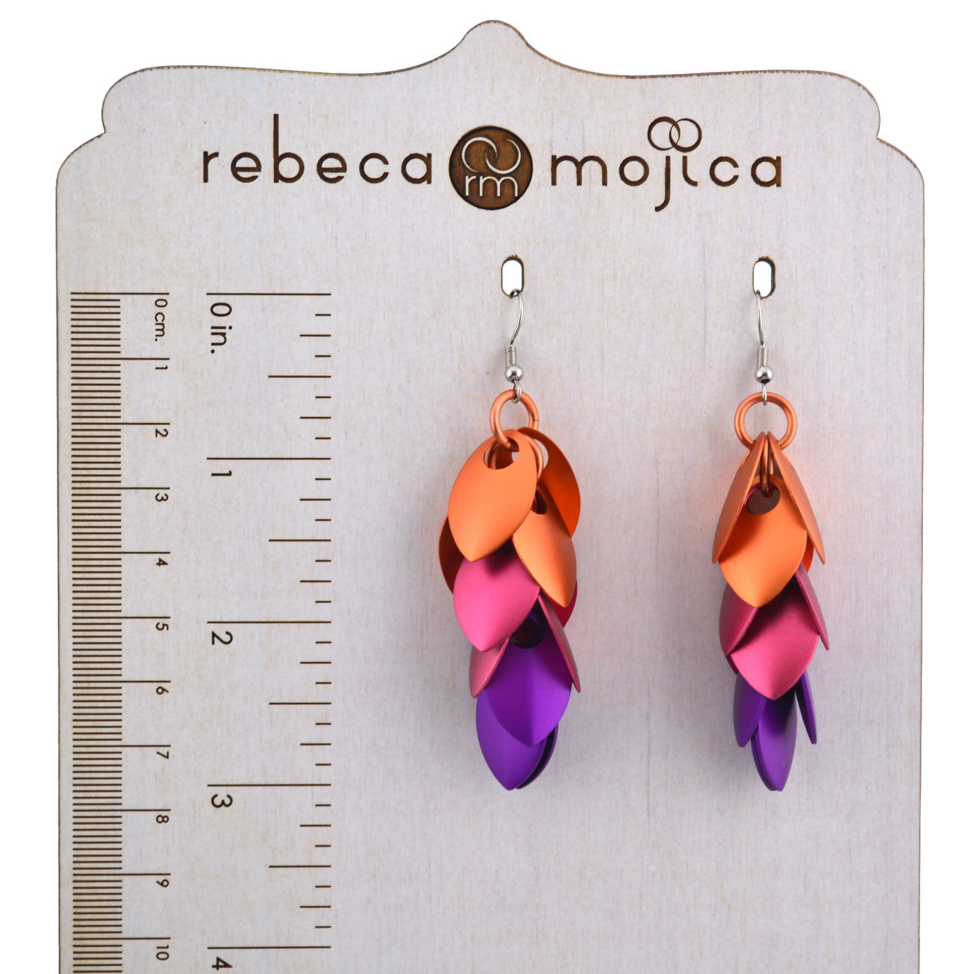 Long Feathered Earrings - Pink Sunrise