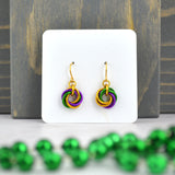 Mardi Gras Mini Knot Earrings