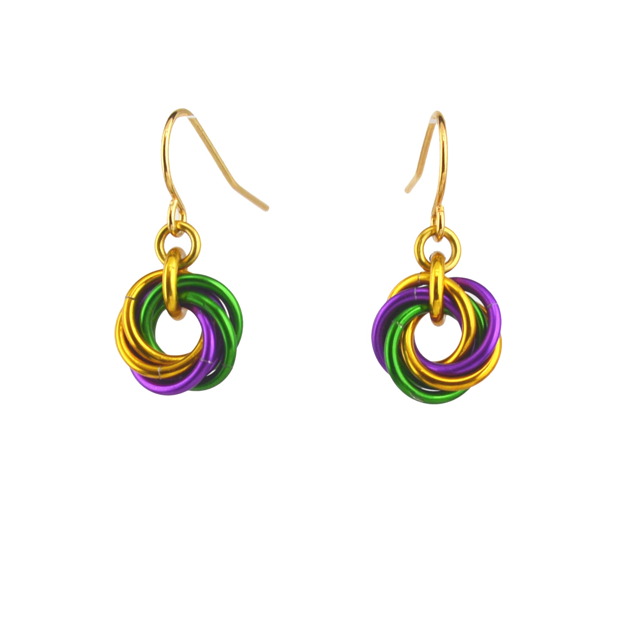 Mardi Gras Mini Knot Earrings