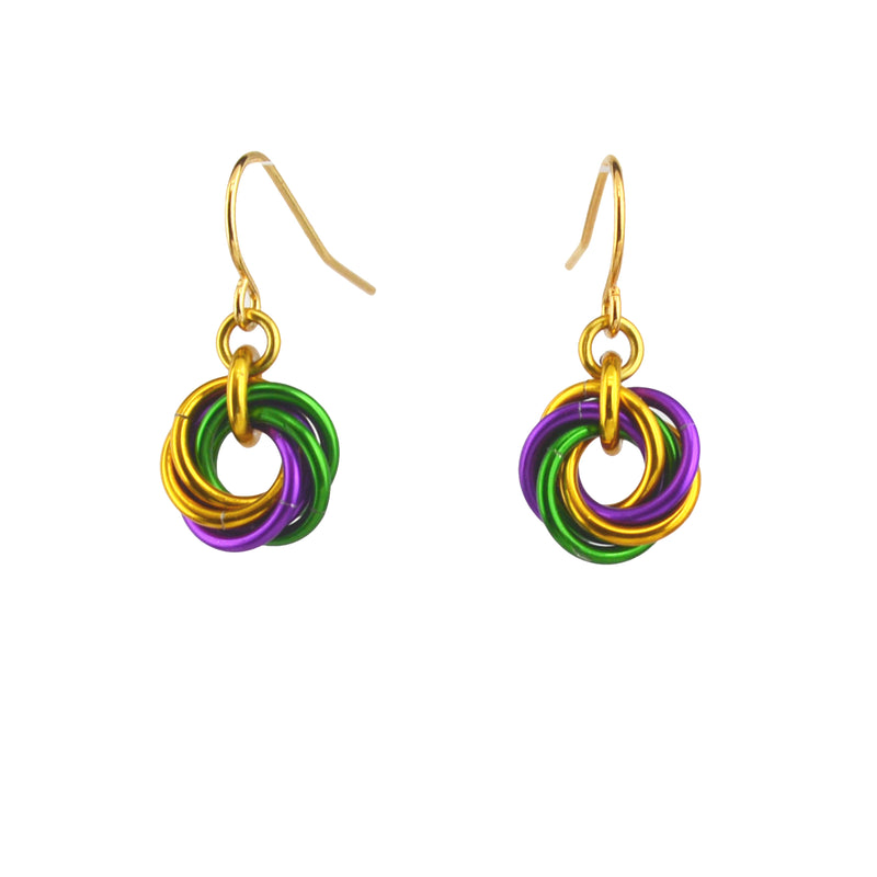 Mardi Gras Mini Knot Earrings
