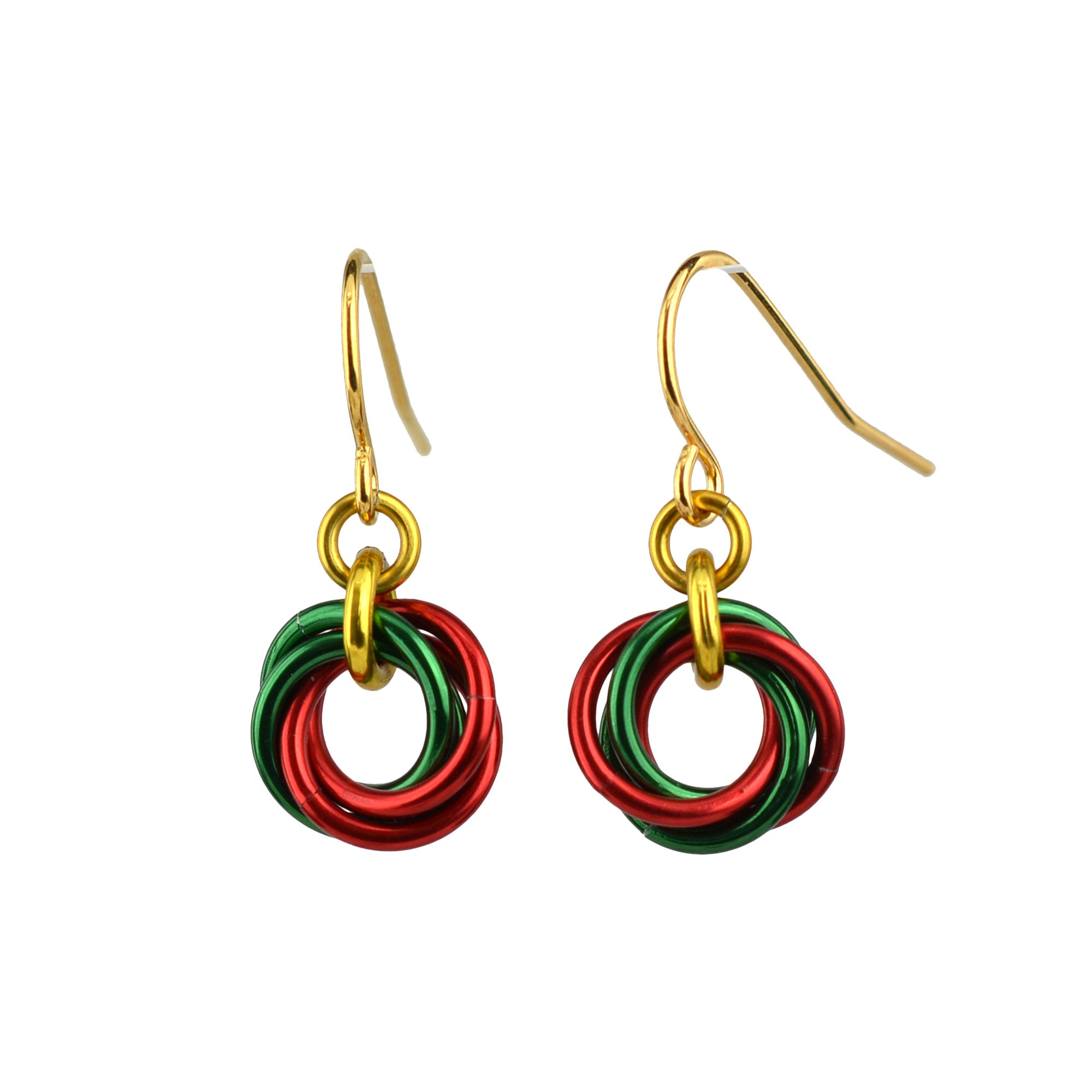 Red & Green Christmas Holidays Mini Knot Earring