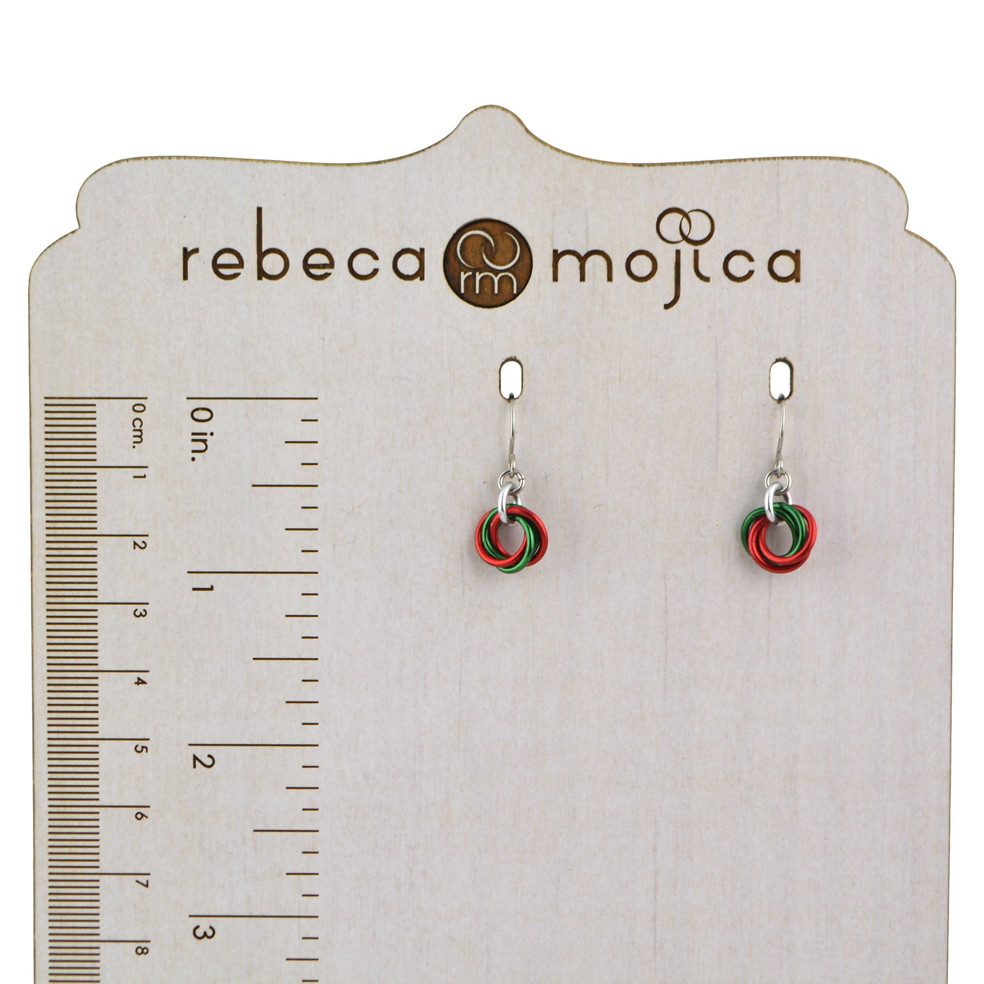 Red & Green Christmas Holidays Mini Knot Earring