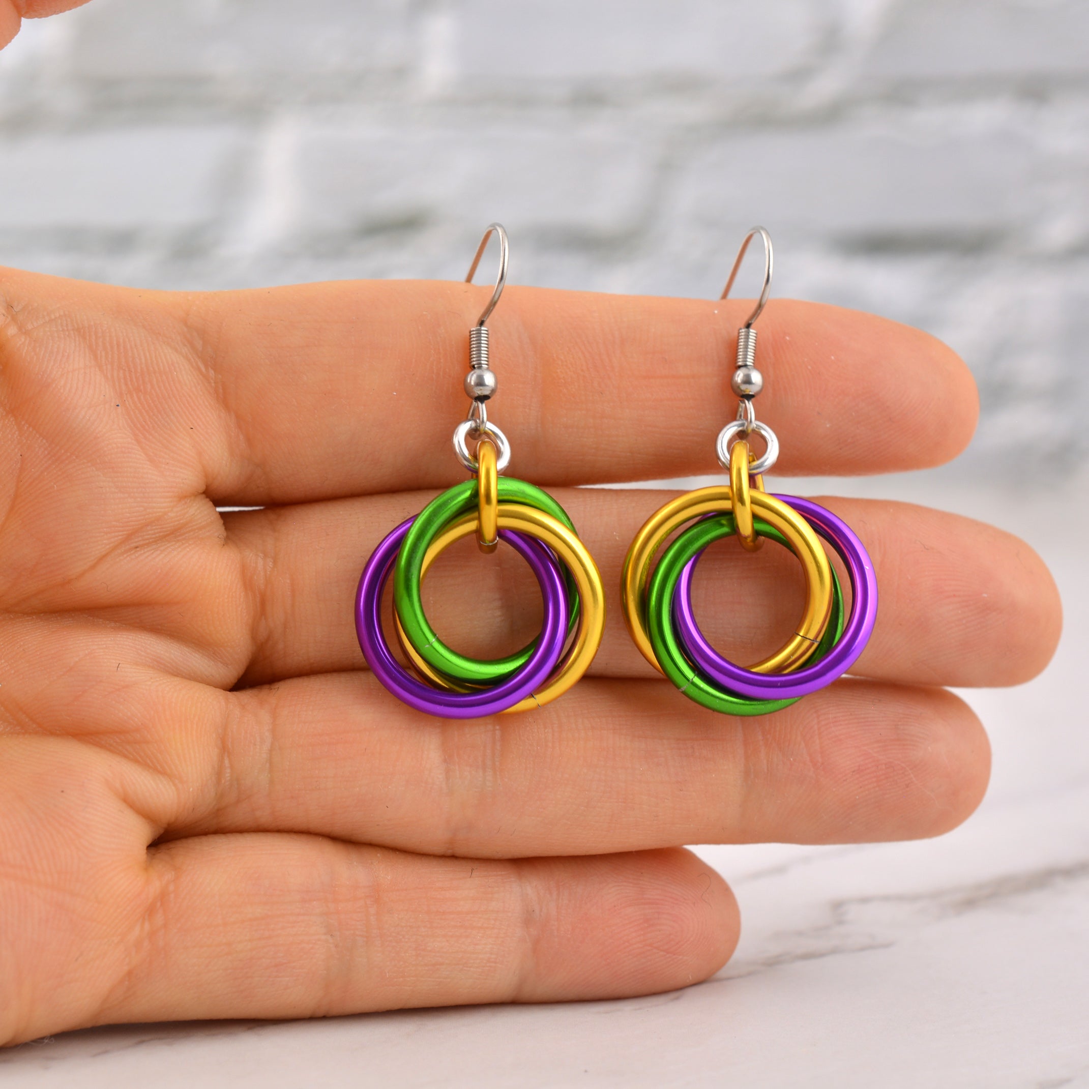 Mardi Gras Large Knot Earrings