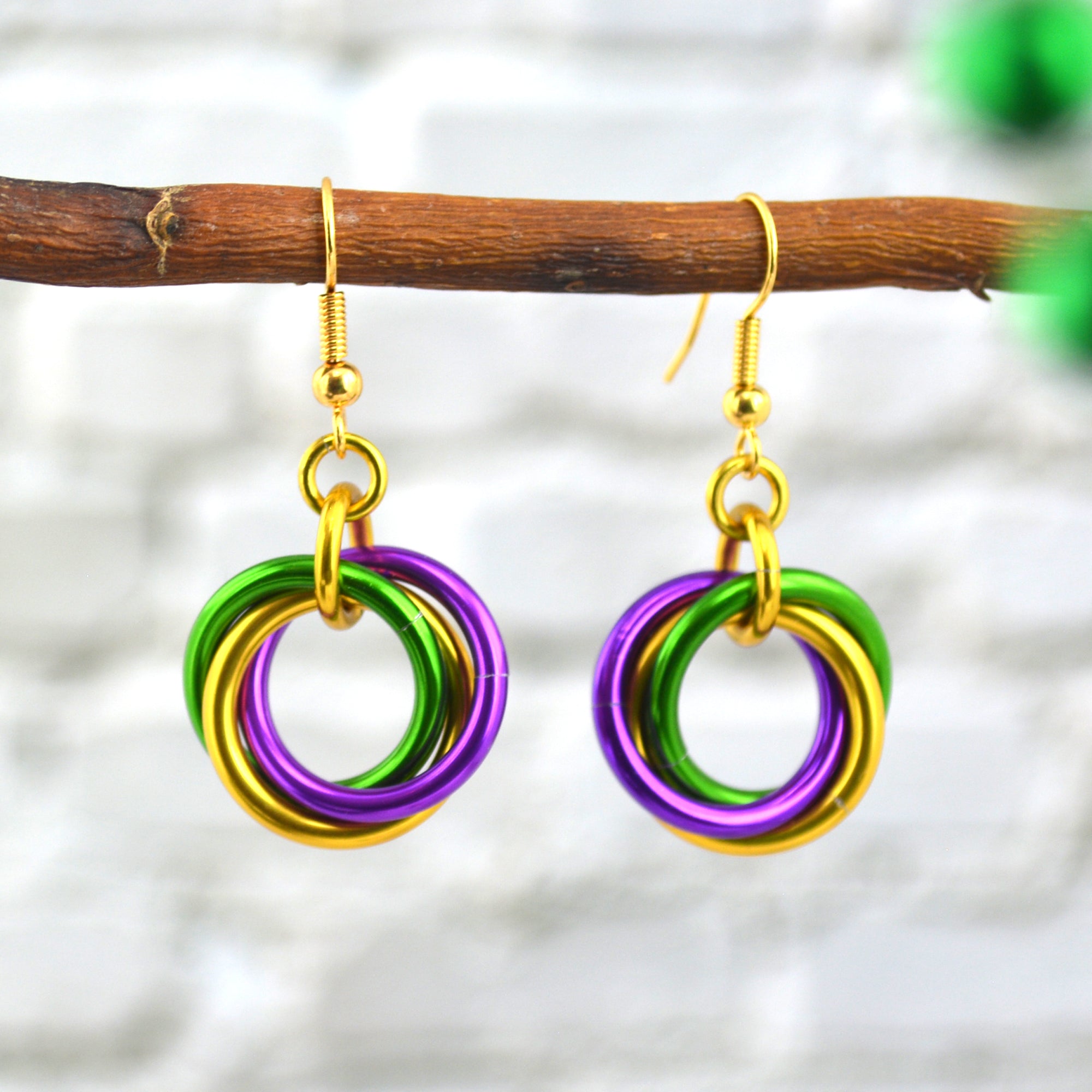 Mardi Gras Large Knot Earrings