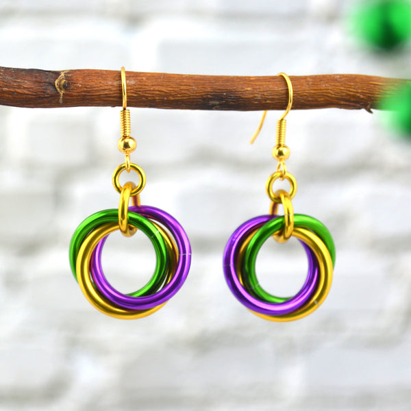 Mardi Gras Large Knot Earrings