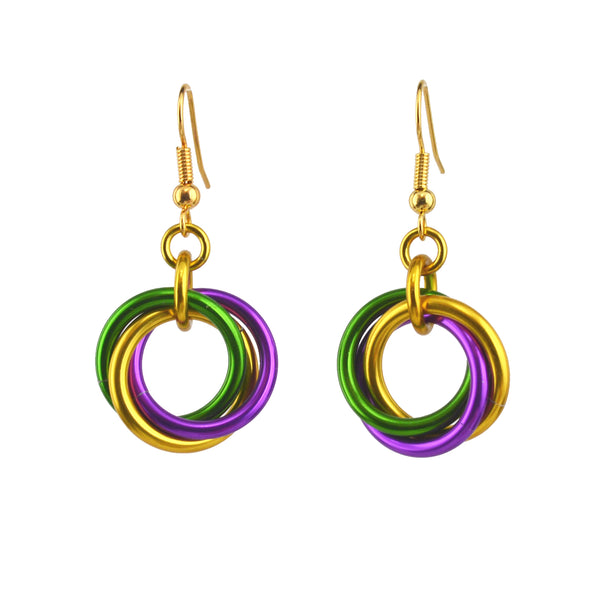 Large Knot Earrings - Mardi Gras