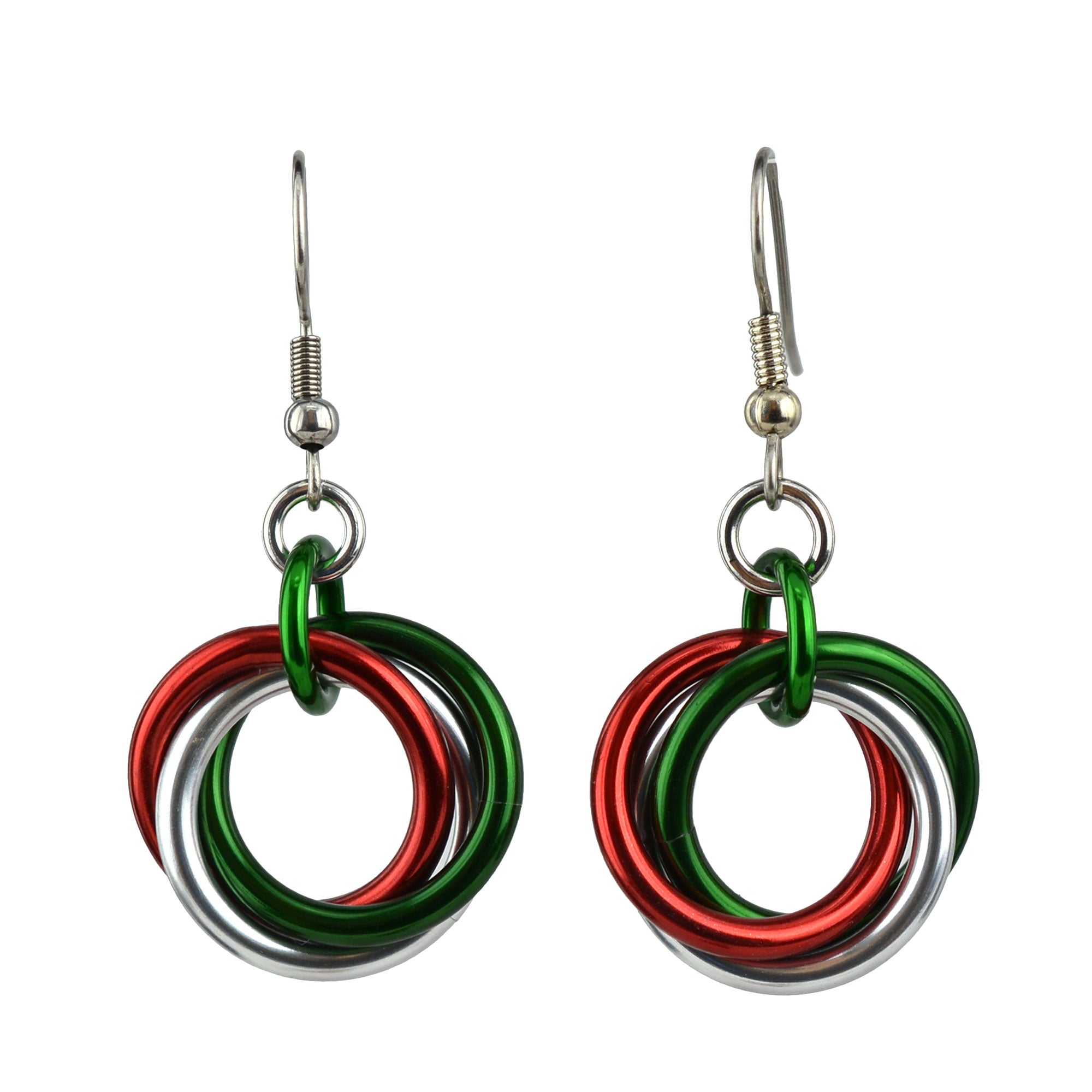 Red & Green Christmas Holidays Large Knot Earrings