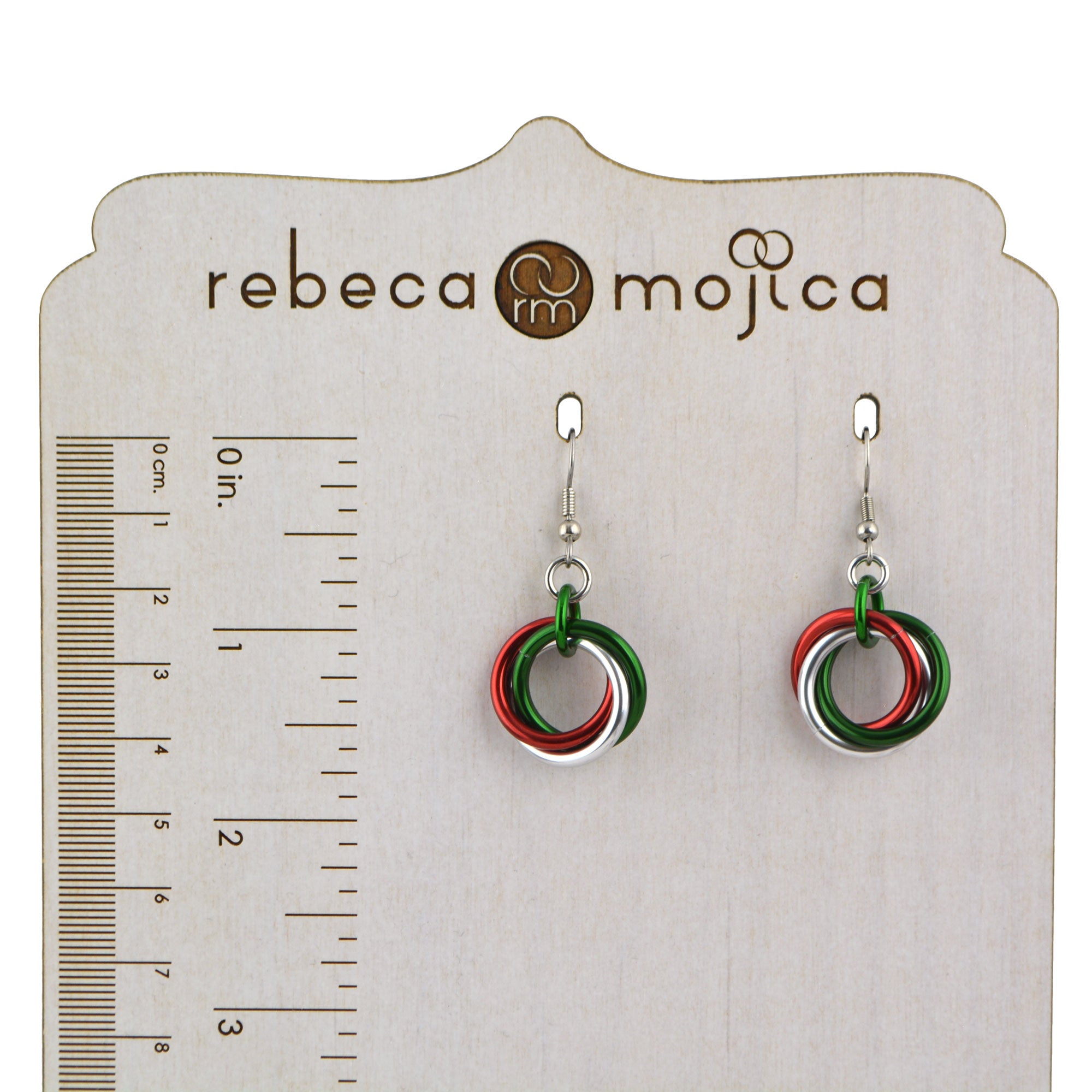 Red & Green Christmas Holidays Large Knot Earrings