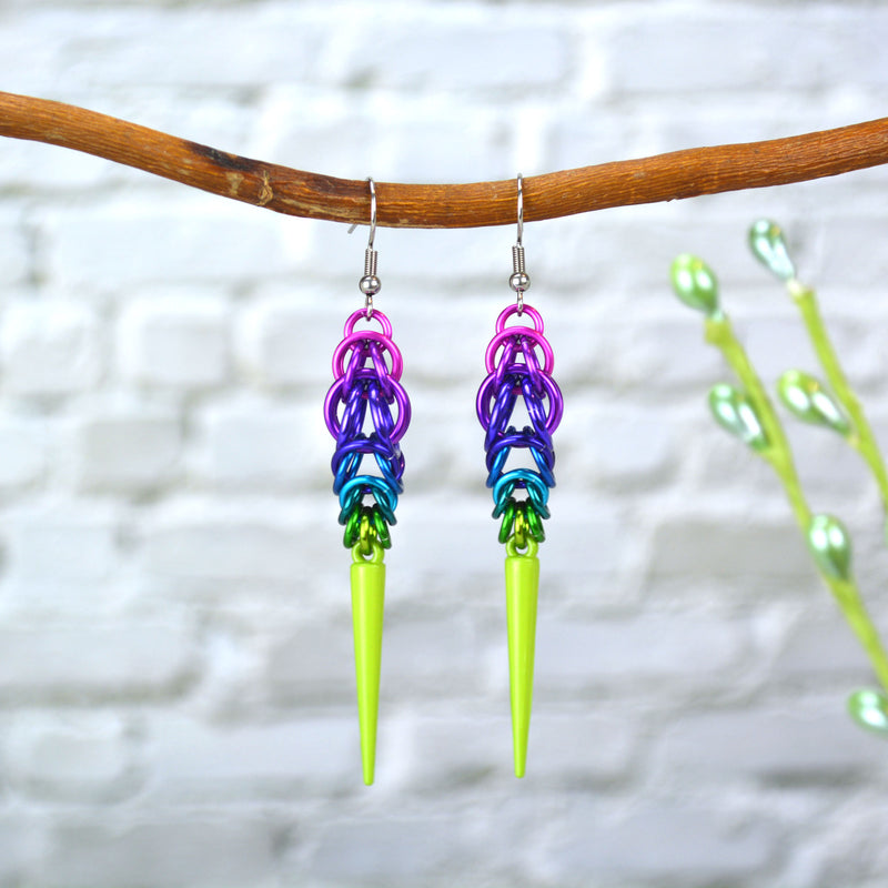 Spike Earrings - Electric Rainbow