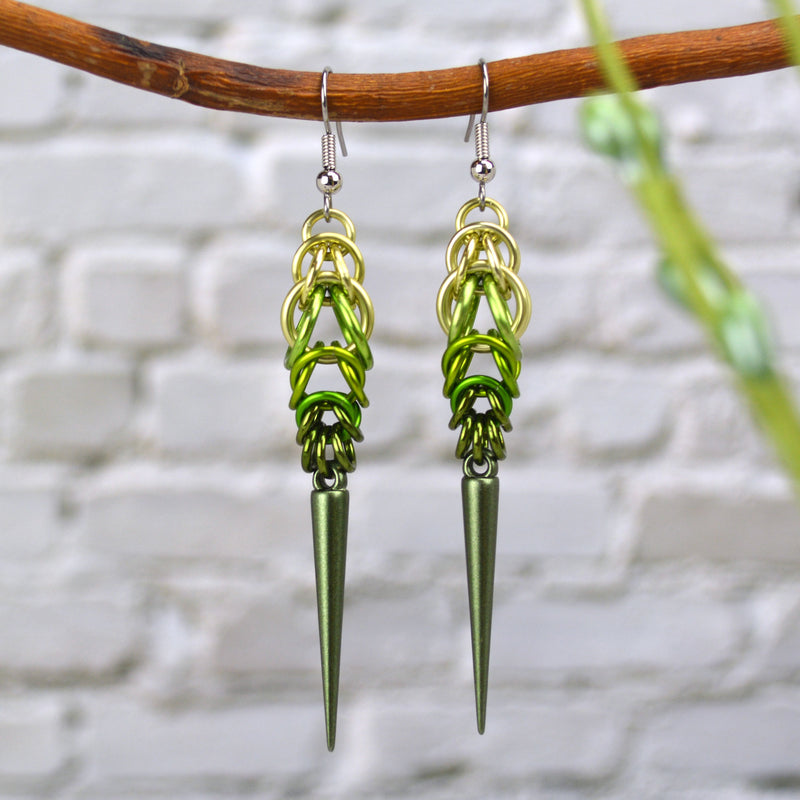 Spike Earrings - Olive Ombre