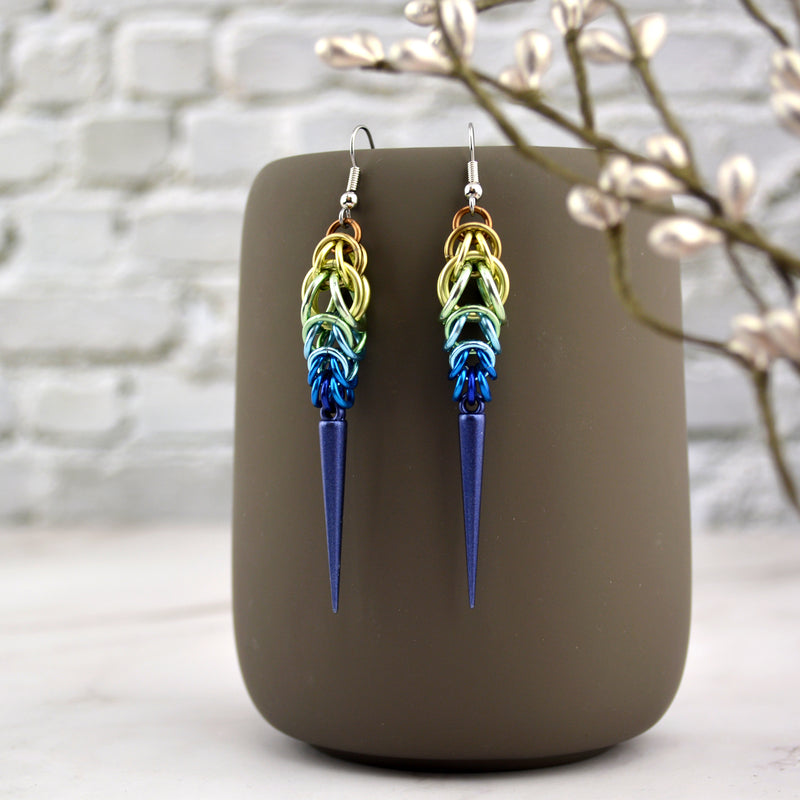 Spike Earrings - Rustic Blue