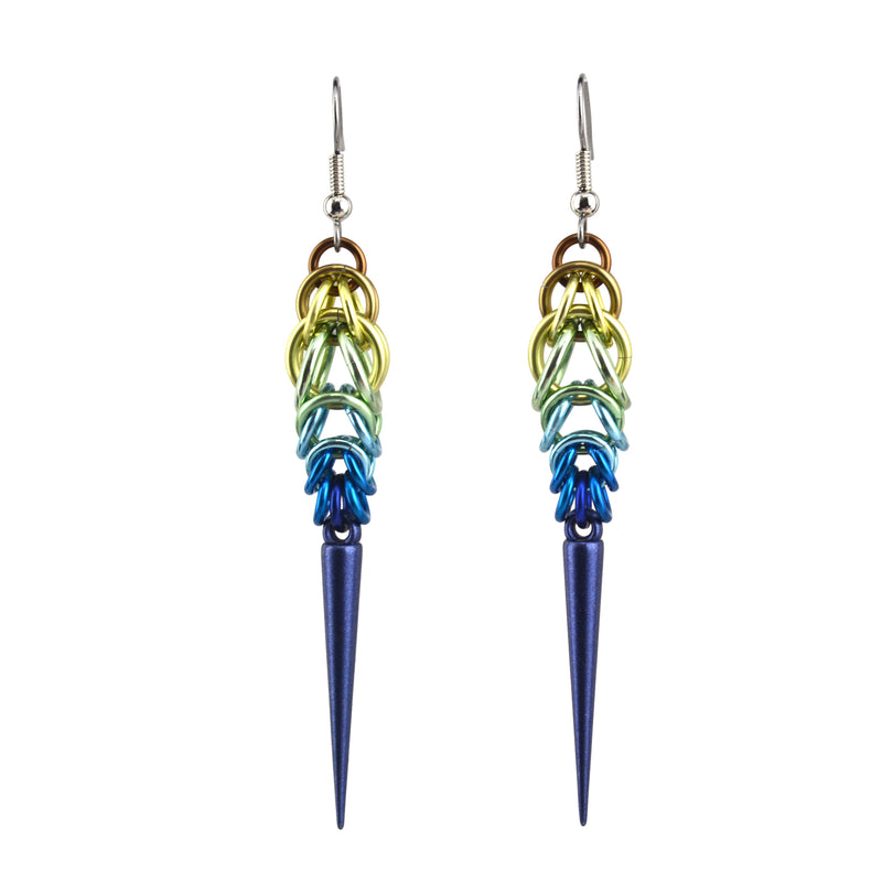 Spike Earrings - Rustic Blue